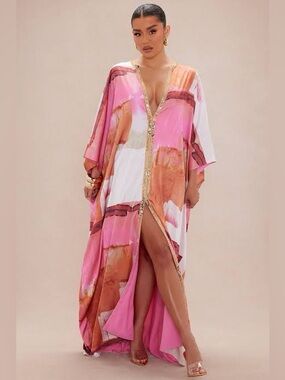 Sabrina Satin Kaftan Dress